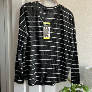 Heathered Black and White Stripe Blouse